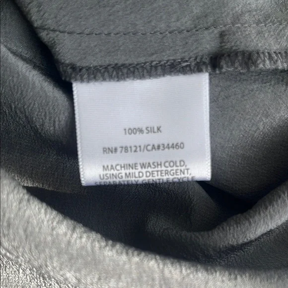 EILEEN FISHER silk Gray Button-Down tunic shirt high low Large lagenlook artsy - Picture 9 of 9